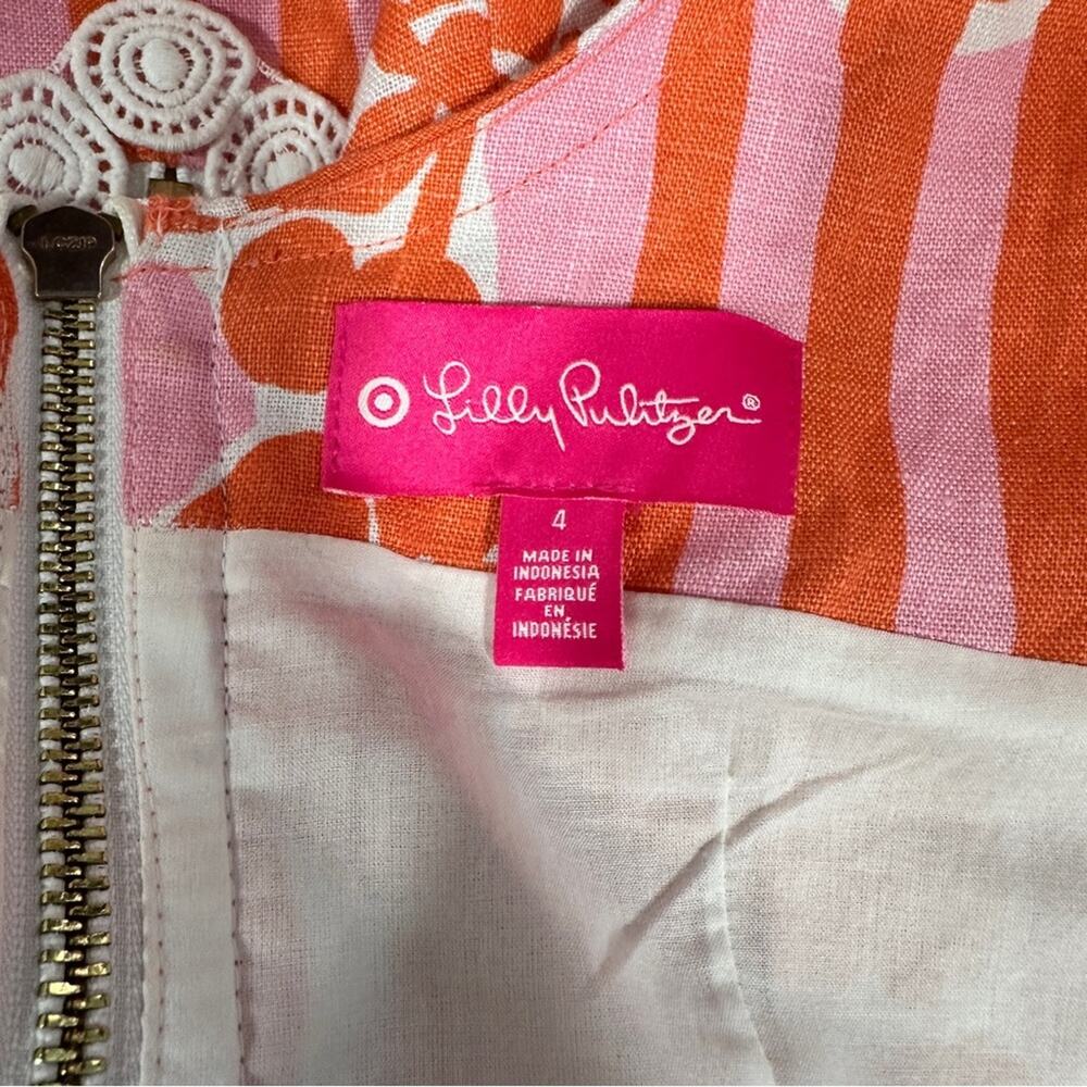 Lilly Pulitzer Size 4 Dress Summer Orange Pink Chic Coastal Resort Beach Pool - Picture 11 of 16